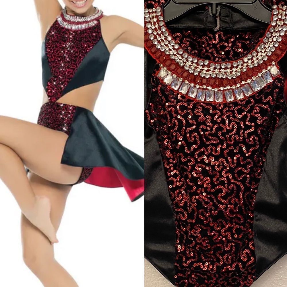 Revolution glamorous Tenth House 2 piece dance costume red TH19215 jazz SA